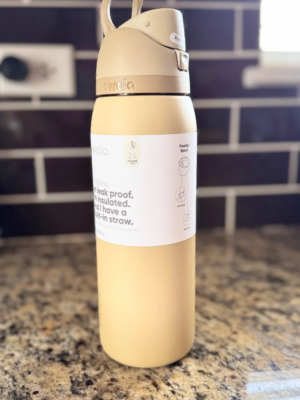 Owala Insulated Leak-Proof Water Bottle with Built-In Straw — Sandstone 40 oz